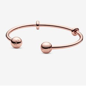 SALE 🎁 PANDORA Open Bracelet Rose Gold with 2 Matte Pink Murano Glass Charms